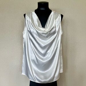 Jones New York White Sleeveless Draped Blouse